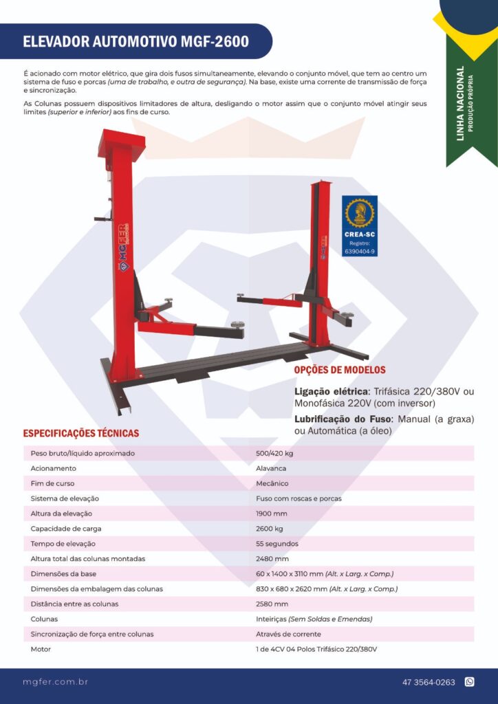 ELEVADOR AUTOMOTIVO MGF-2600